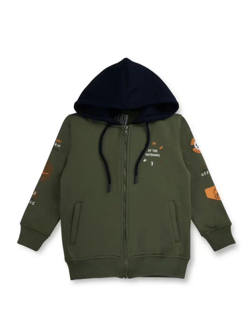 Gini And Jony Boys Green Solid Cotton Full Sleeves Knits Jacket