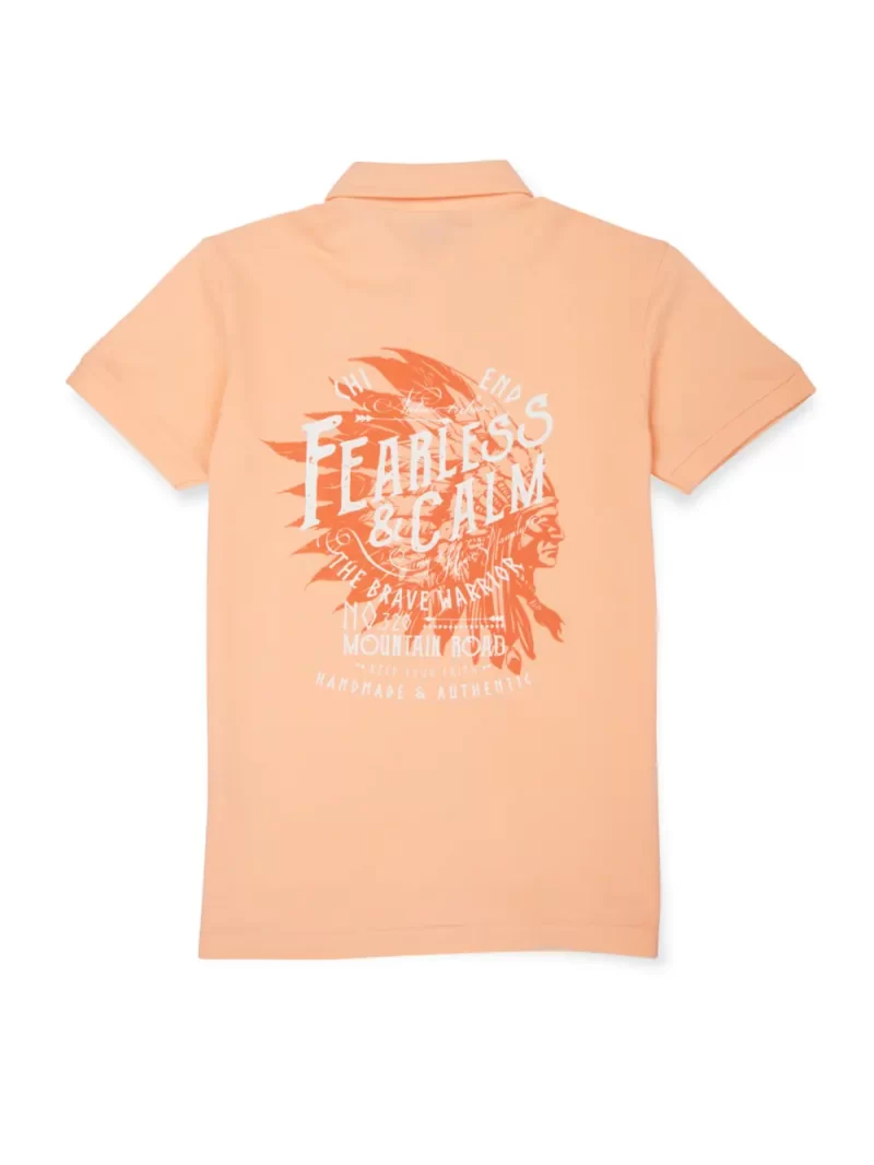 Gini & Jony Boys Peach Solid Cotton Half Sleeves Polo T-Shirt