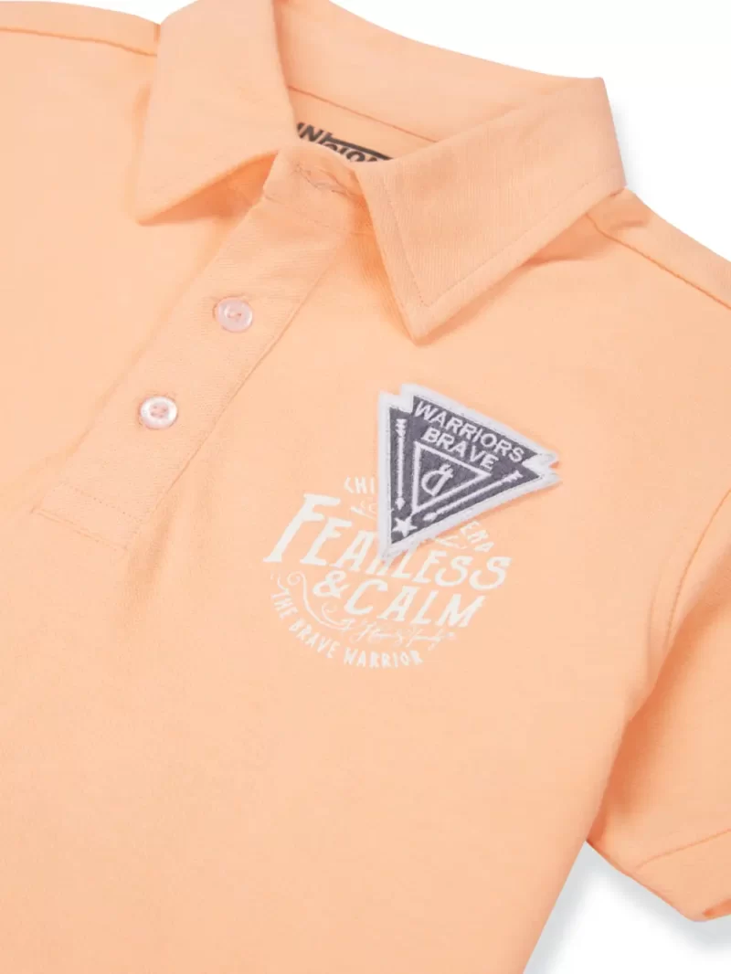 Gini & Jony Boys Peach Solid Cotton Half Sleeves Polo T-Shirt