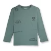 Gini And Jony Boys Green Solid Cotton Full Sleeves T-Shirt