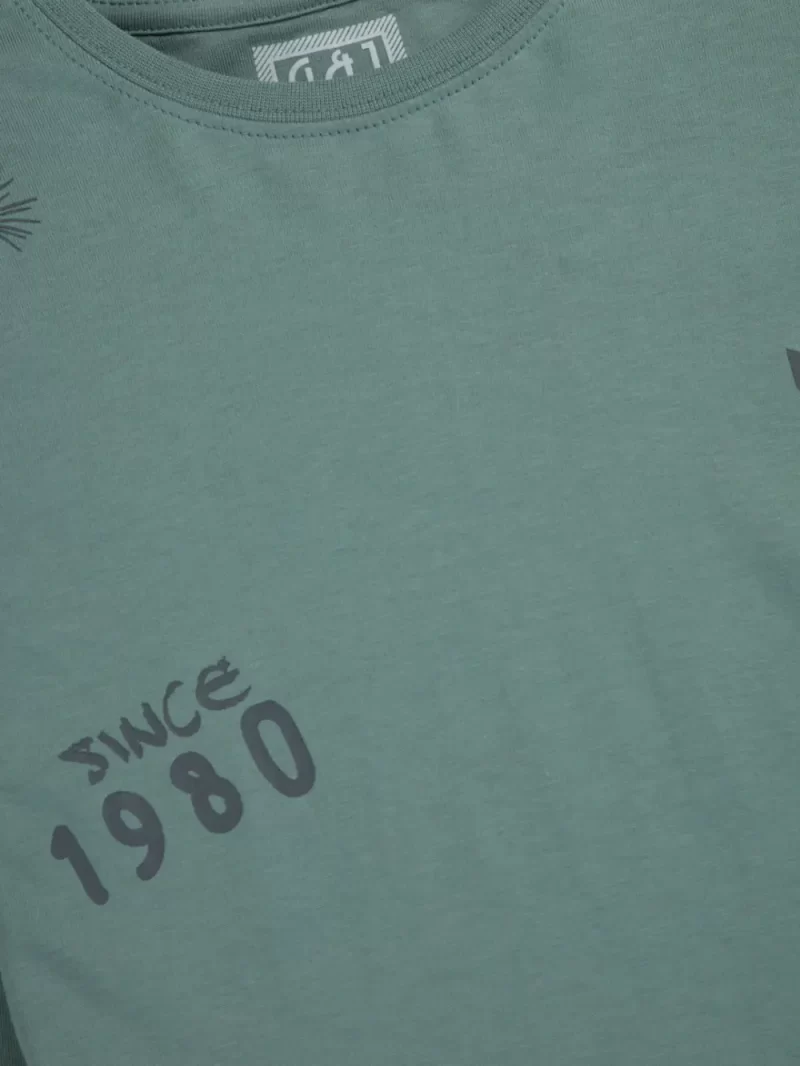 Gini And Jony Boys Green Solid Cotton Full Sleeves T-Shirt