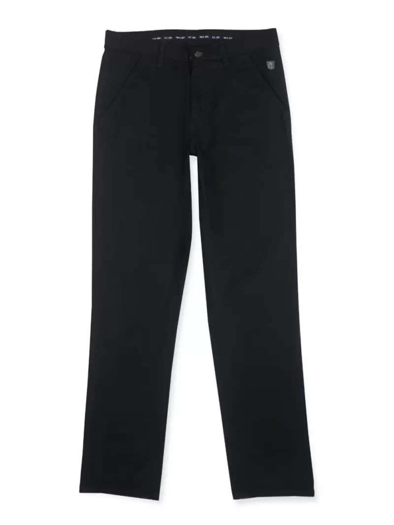 Gini And Jony Boys Black Solid Cotton Fixed Waist Trouser