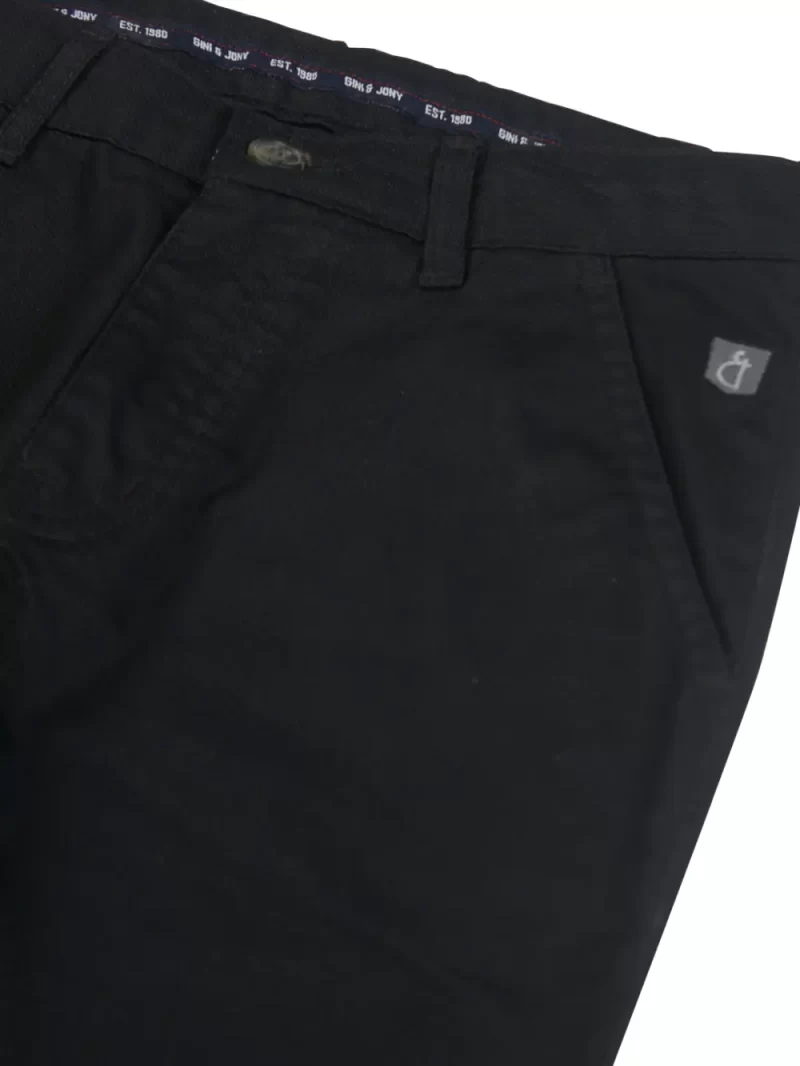 Gini And Jony Boys Black Solid Cotton Fixed Waist Trouser