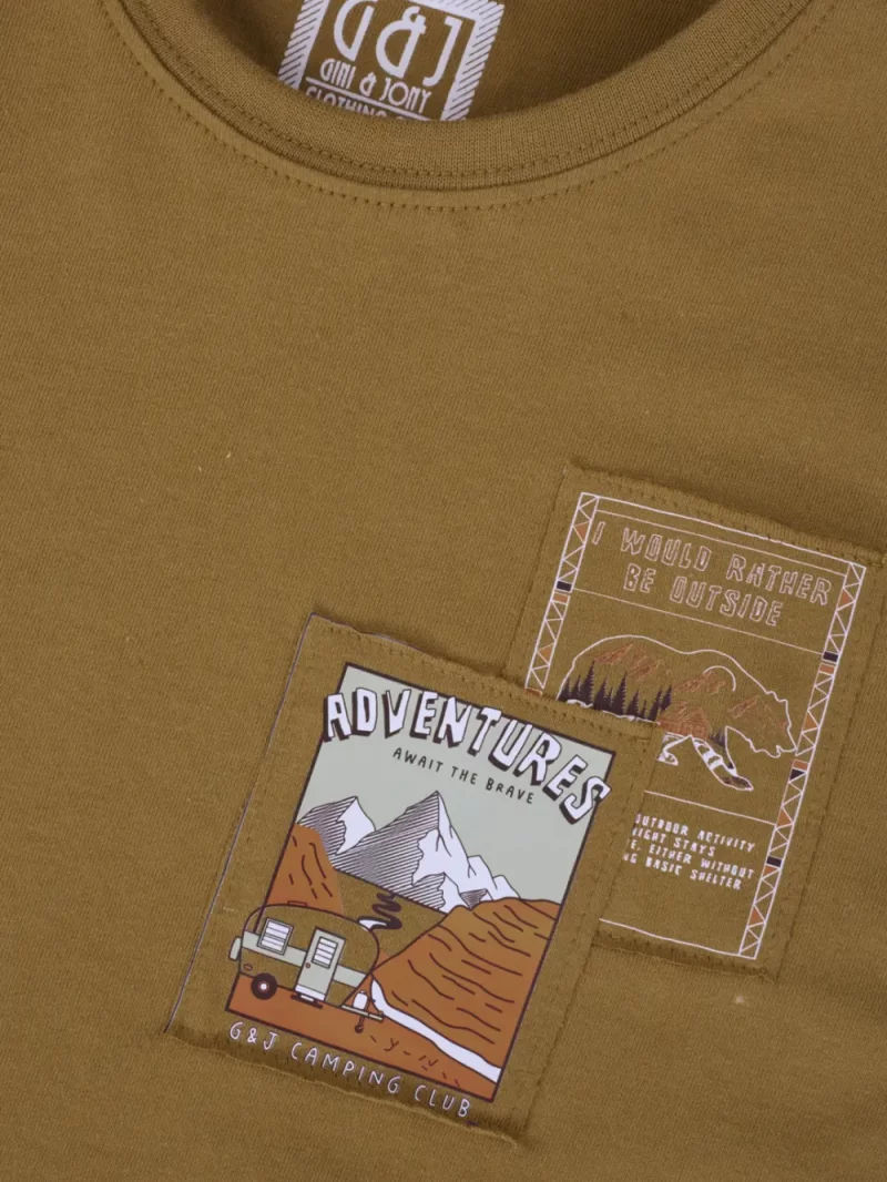 Gini And Jony Boys Brown Solid Cotton Half Sleeves T-Shirt