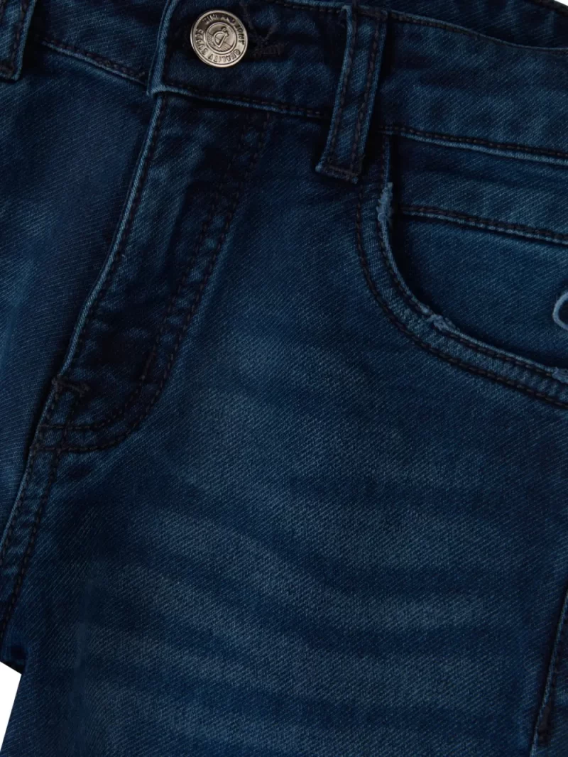 Gini & Jony Boys Blue Solid Denim Fixed Waist Jeans