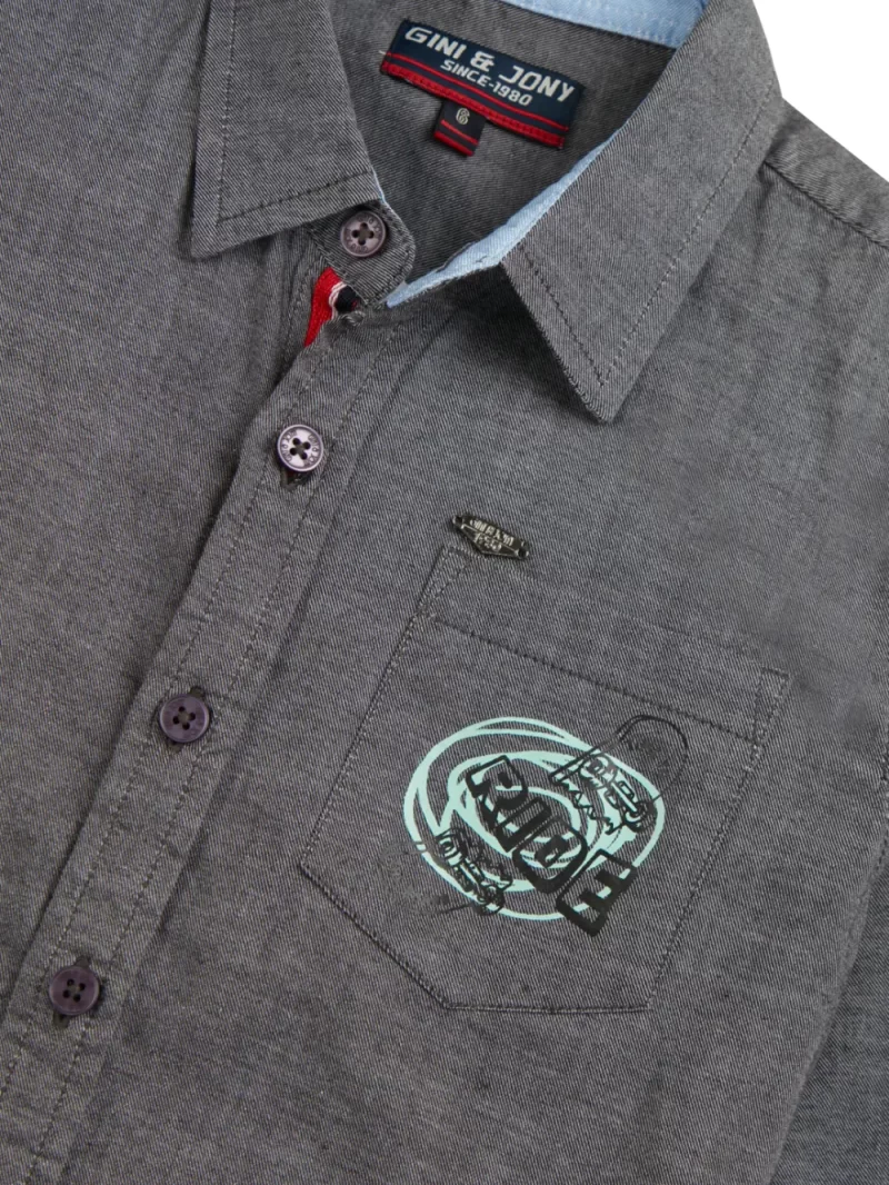 Gini And Jony Boys Solid Cotton Shirt