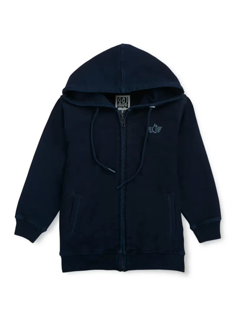 Gini And Jony Boys Navy Logo Print Denim Woven Jacket Full Sleeves