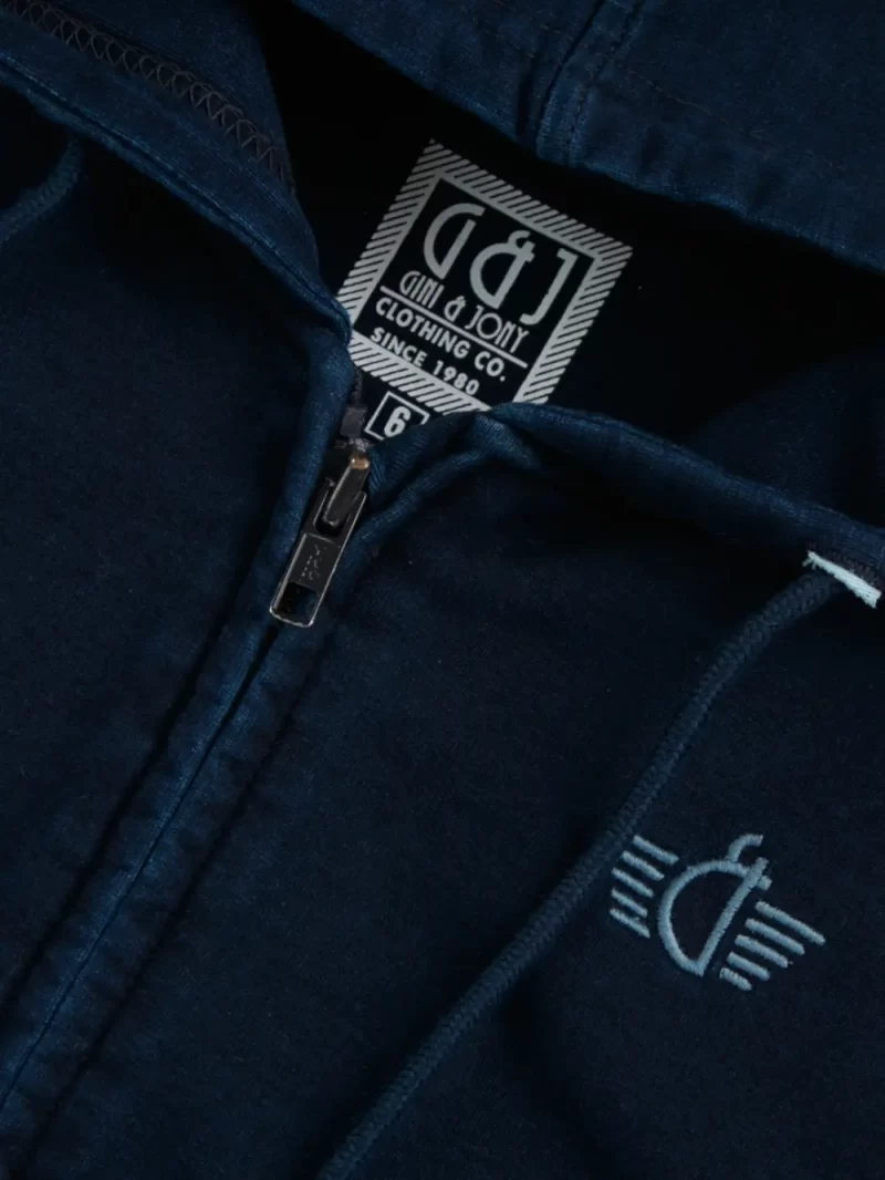 Gini And Jony Boys Navy Logo Print Denim Woven Jacket Full Sleeves