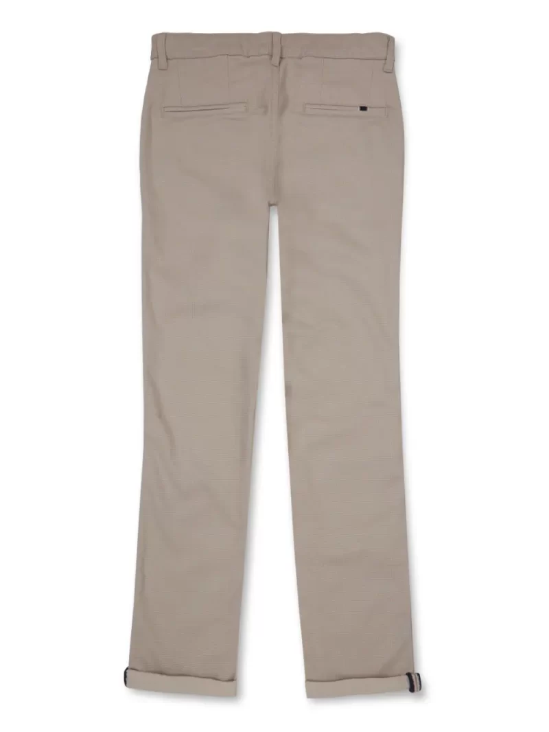 Gini And Jony Boys Beige Solid Cotton Trouser Fixed Waist