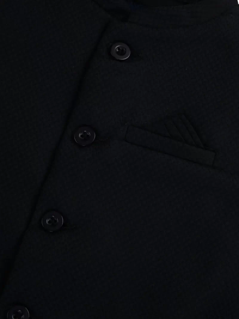 Gini And Jony Boys Black Solid Cotton Modi Jacket Sleeveless