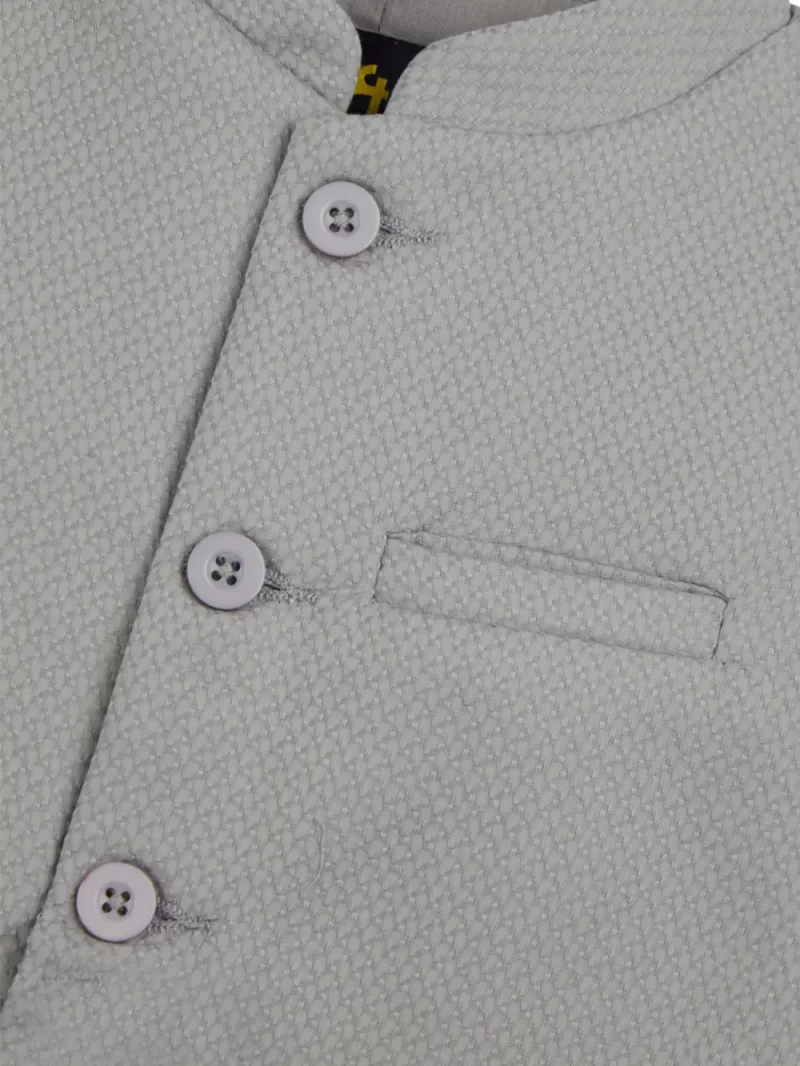 Gini And Jony Boys Grey Solid Cotton Sleeveless Modi Jacket