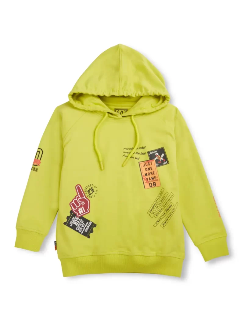 Gini And Jony Boys Green Printed Fleece Full Sleeves Sweat Shirt