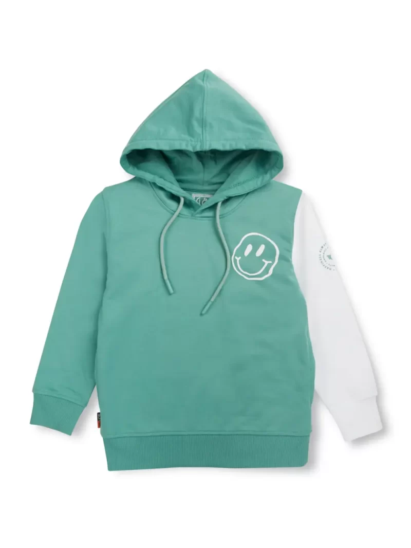 Gini & Jony Boys Green Printed Cotton Sweat Shirt