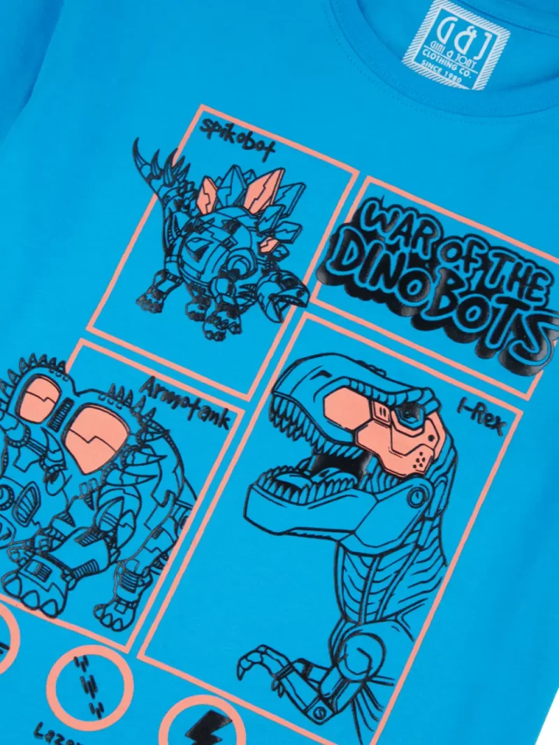 Gini And Jony Boys Blue Printed Cotton Half Sleeves T-Shirt