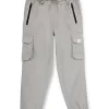 Boys Grey Solid Cotton Fixed Waist Trouser