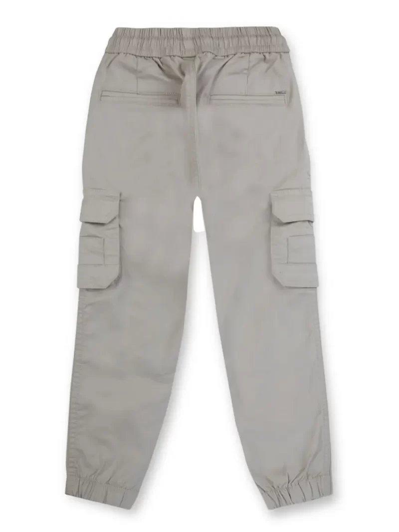 Boys Grey Solid Cotton Fixed Waist Trouser