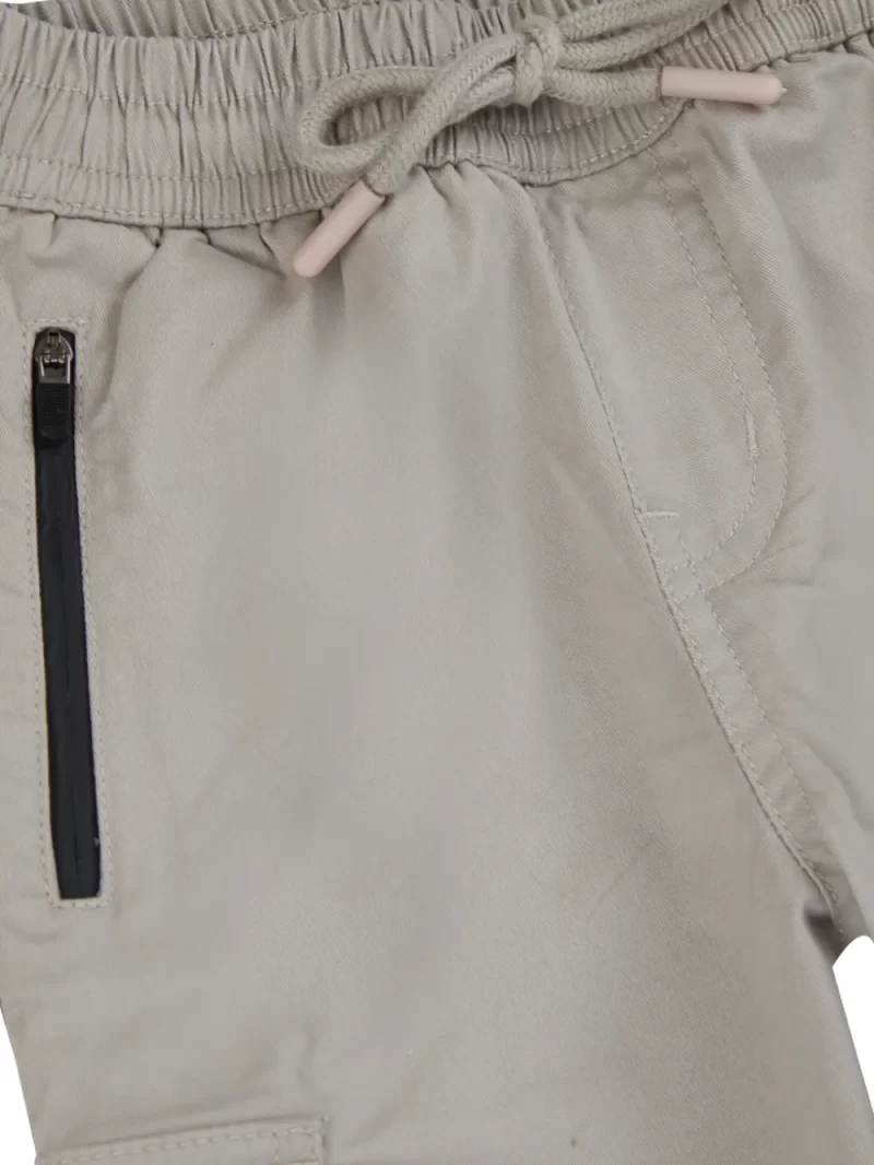 Boys Grey Solid Cotton Fixed Waist Trouser