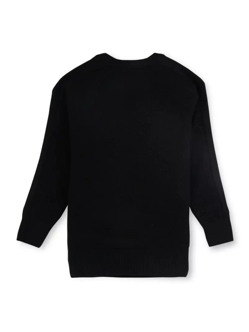 Boys Black Solid Cotton Full Sleeves Sweater