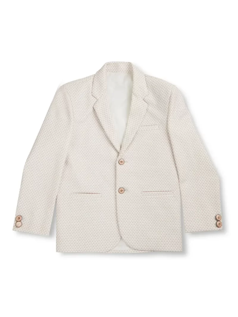 Gini And Jony Boys White Solid Woven Plain Full Sleeves Blazer