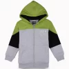 Gini And Jony Boys Grey Color Block Cotton Knits Jacket Full Sleeves
