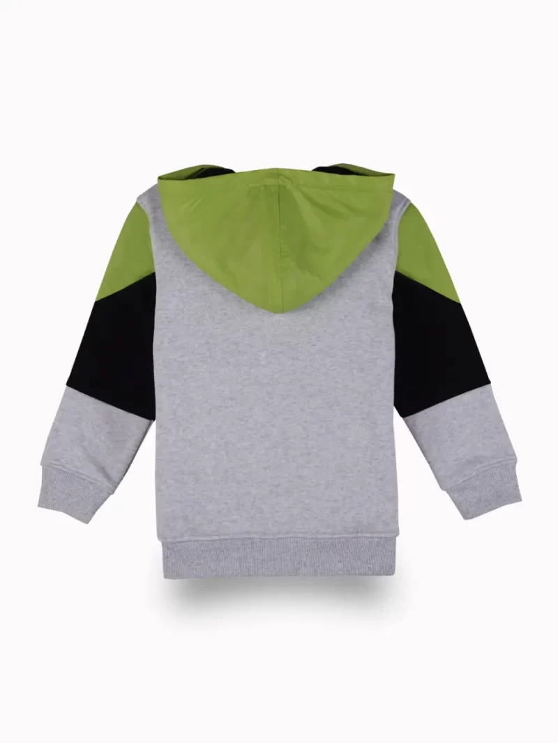 Gini And Jony Boys Grey Color Block Cotton Knits Jacket Full Sleeves