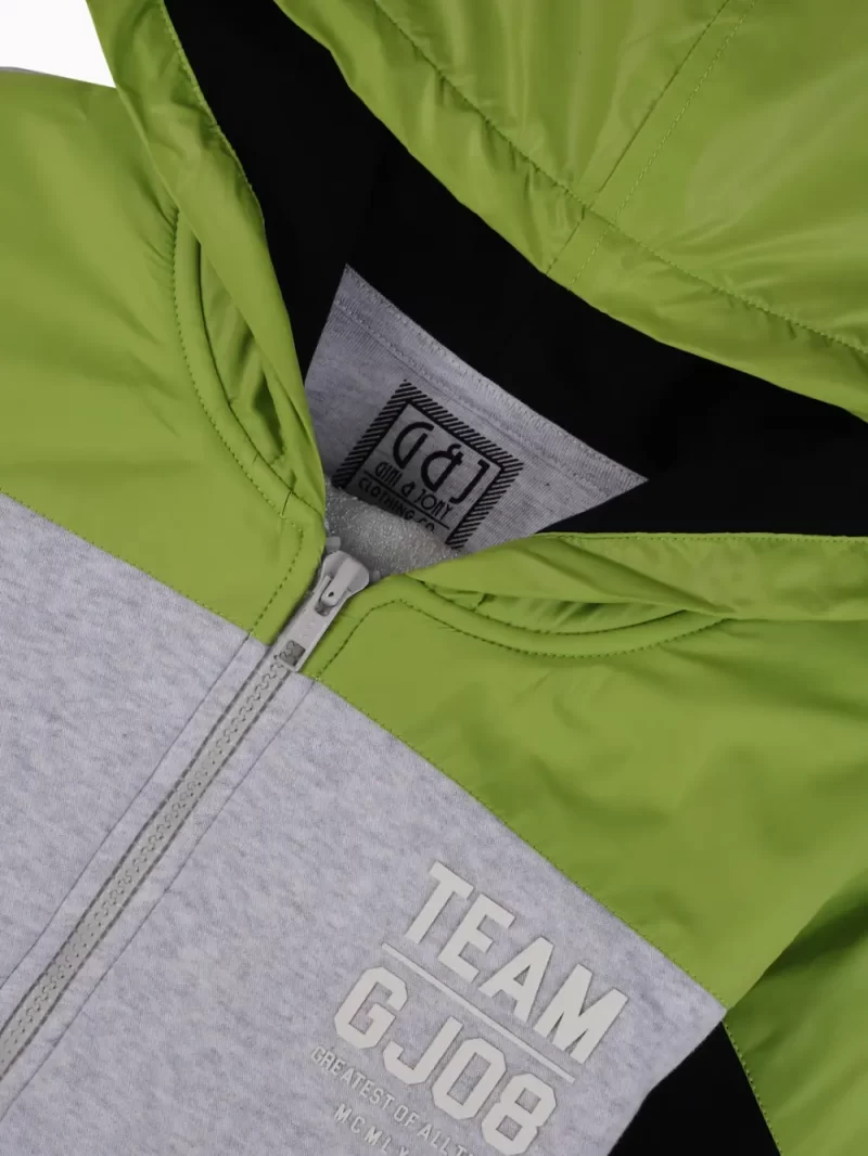 Gini And Jony Boys Grey Color Block Cotton Knits Jacket Full Sleeves