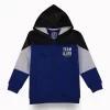 Gini And Jony Boys Blue Color Block Cotton Knits Jacket Full Sleeves