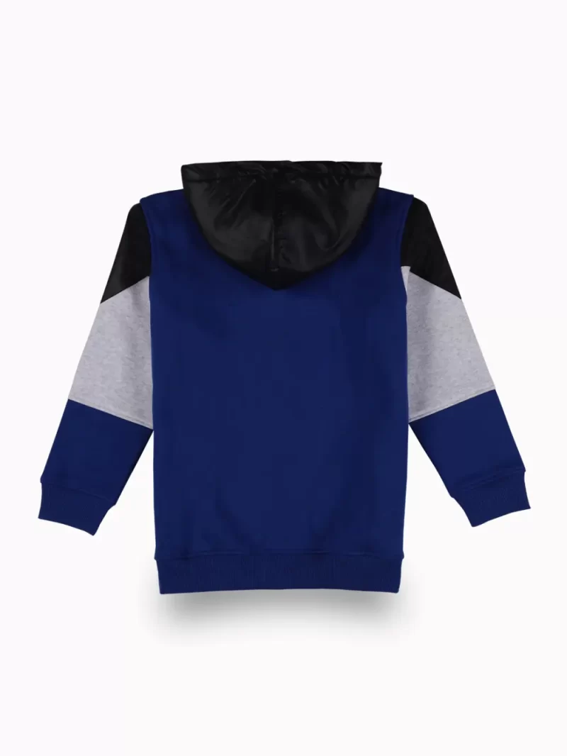 Gini And Jony Boys Blue Color Block Cotton Knits Jacket Full Sleeves