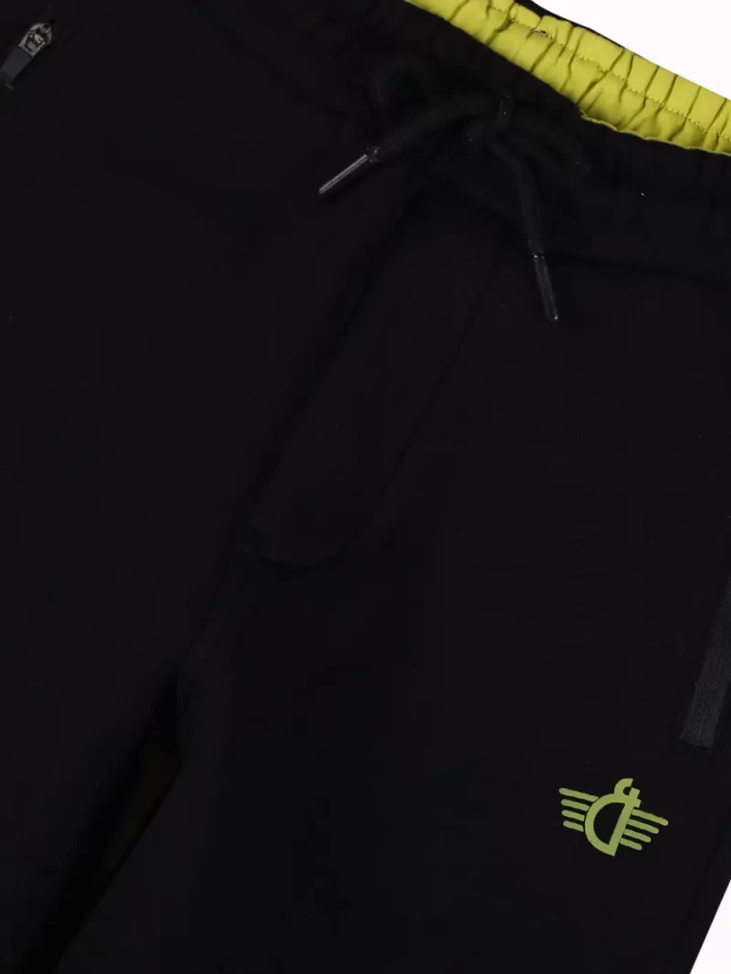 Gini And Jony Boys Black Color Block Cotton Track Pant Elasticated