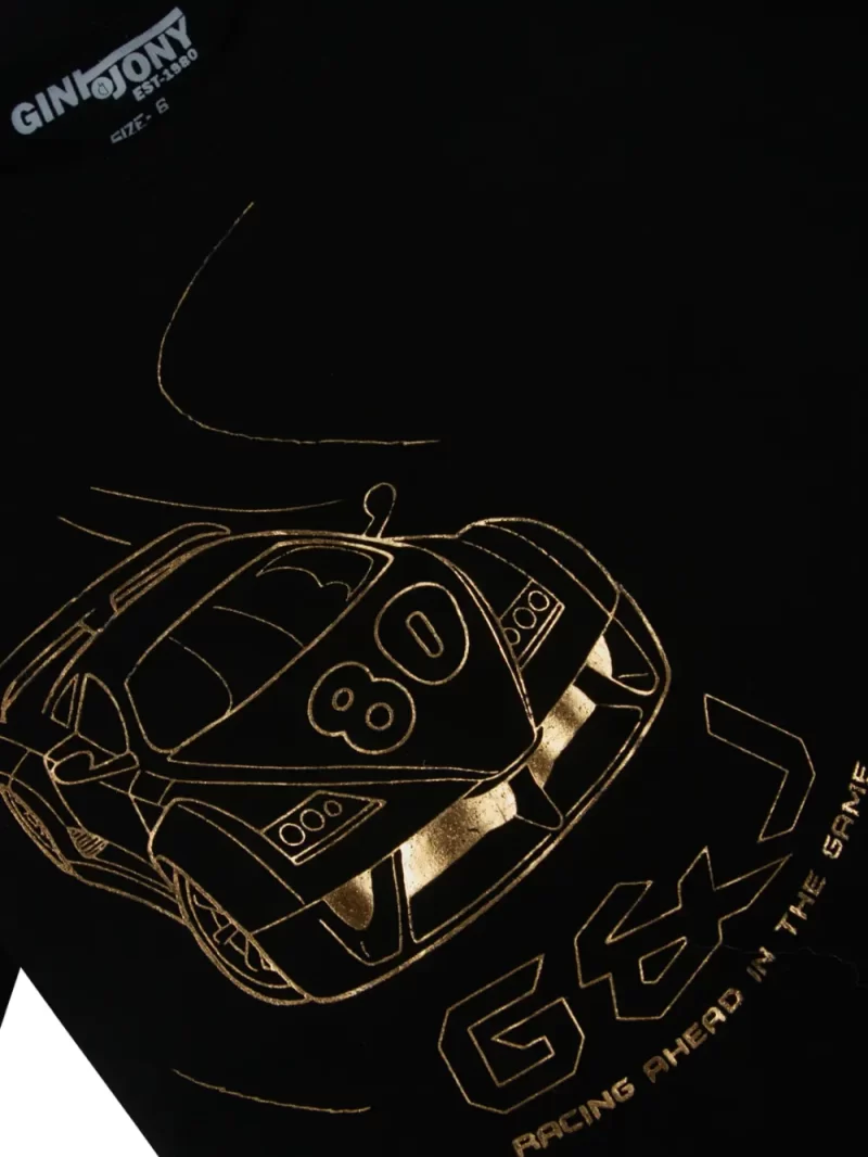 Gini & Jony Boys Black Printed Cotton Half Sleeves T-Shirt