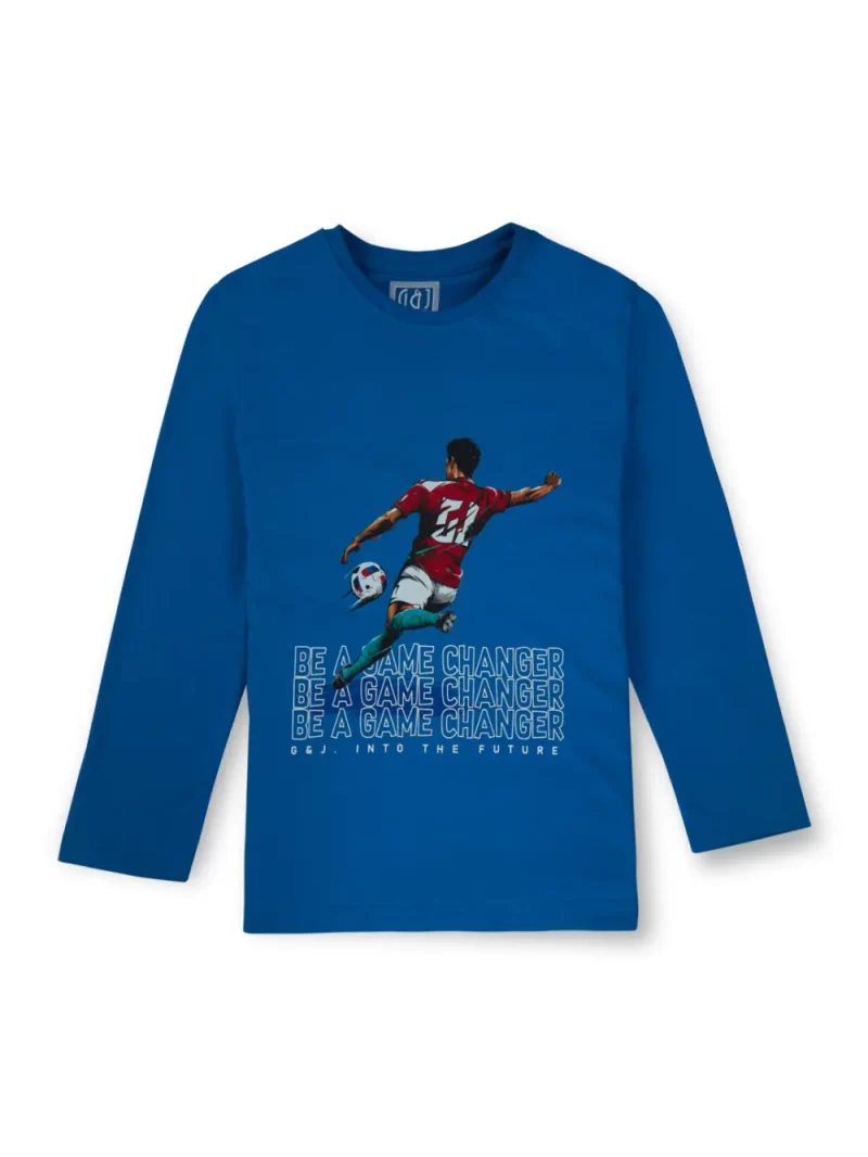 Gini And Jony Boys Blue Graphic Print T-Shirt Full Sleeves