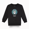 Gini And Jony Boys Black Graphic Print Cotton Sweat Shirt Full Sleeves