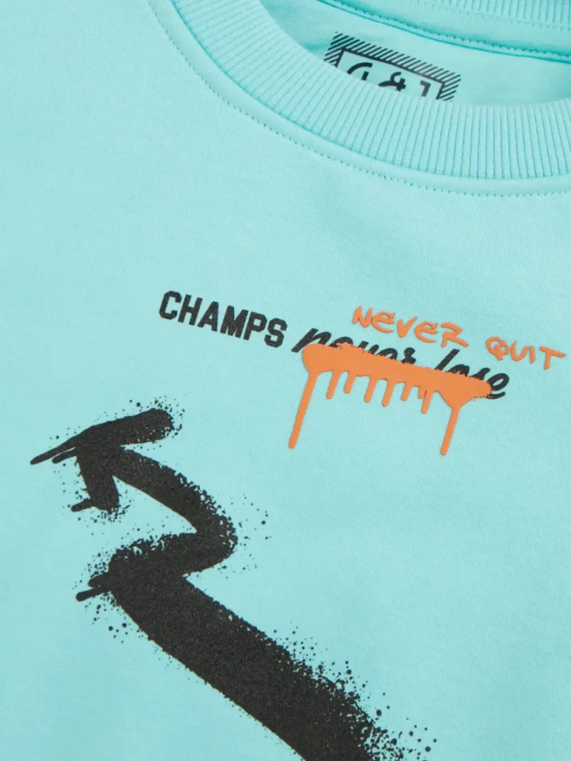 Boys Blue Cotton Printed Sweatshirt