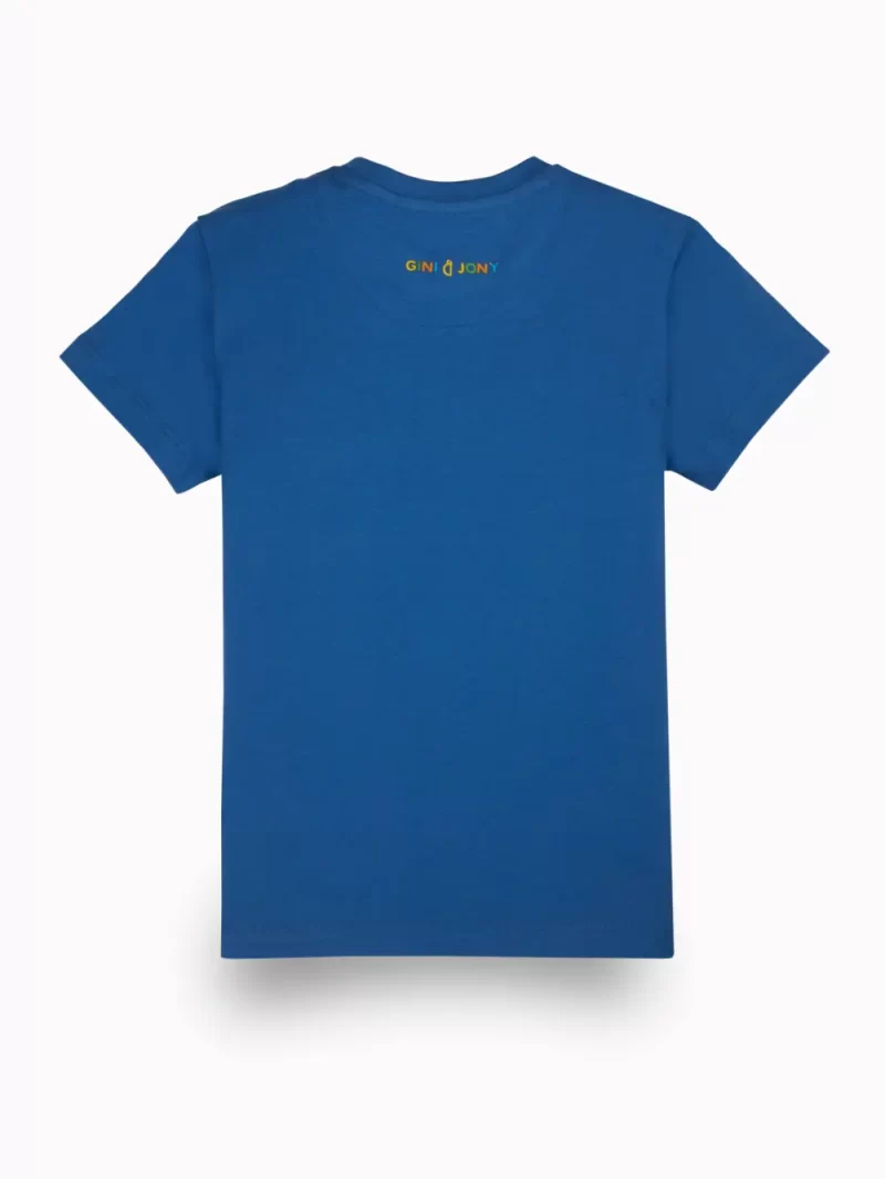 Gini And Jony Boys Blue Digital Print Cotton T-Shirt Half Sleeves