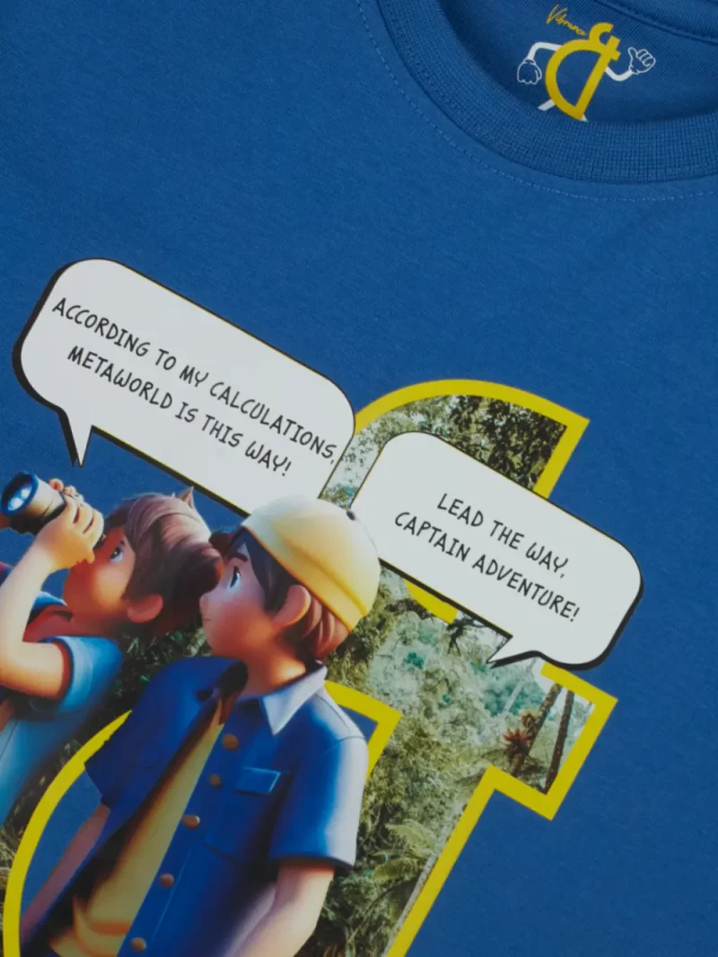 Gini And Jony Boys Blue Digital Print Cotton T-Shirt Half Sleeves