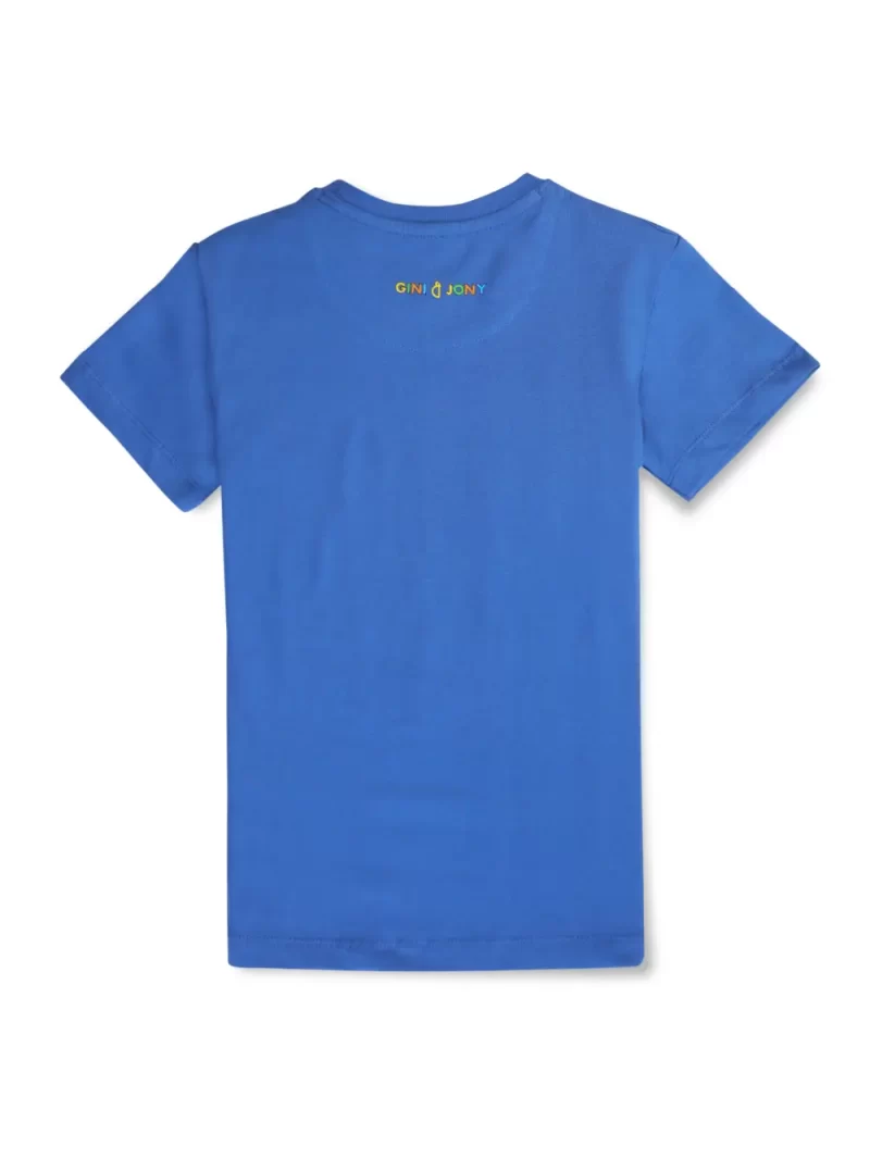 Gini And Jony Boys Blue Digital Print Cotton Single Jersey T-Shirt Half Sleeves