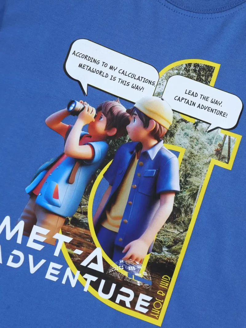 Gini And Jony Boys Blue Digital Print Cotton Single Jersey T-Shirt Half Sleeves