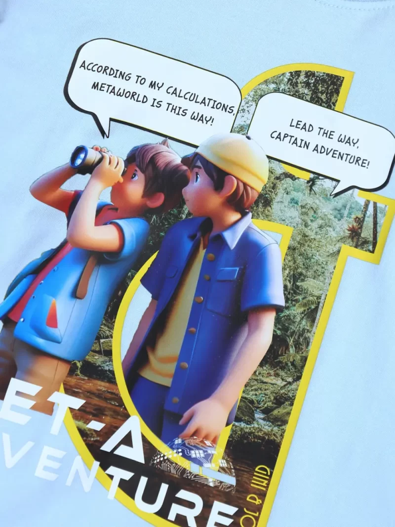 Gini And Jony Boys Blue Digital Print Cotton T-Shirt Half Sleeves