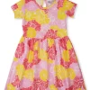 Gini And Jony Girls Pink Floral Print Cotton Dress Half Sleeves