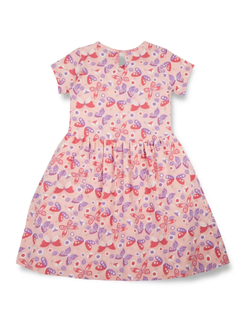 Gini And Jony Girls Pink Tropical Print Cotton Dress Half Sleeves