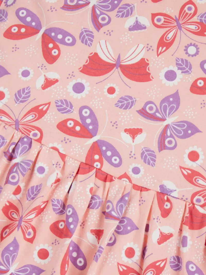 Gini And Jony Girls Pink Tropical Print Cotton Dress Half Sleeves