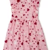 Gini And Jony Girls Pink Conversational Print Cotton Dress Sleeveless