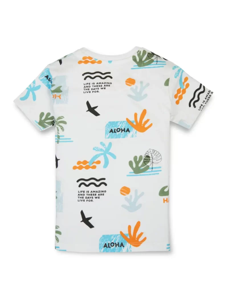 Gini & Jony Boys' Blue T-Shirt Knitshand-Wash Regular Fit