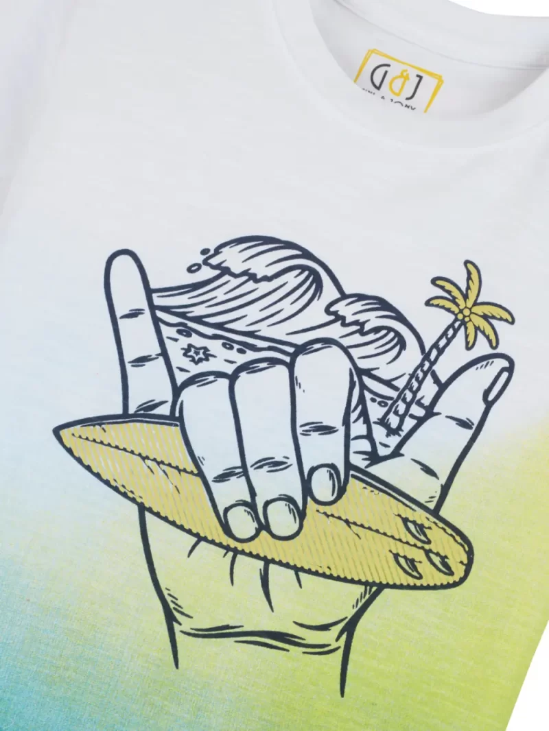 Gini & Jony Boys' Blue T-Shirt Knitshand-Wash Regular Fit