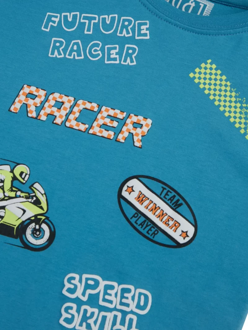 Gini & Jony Boys' Blue T-Shirt Knitshand-Wash Regular Fit