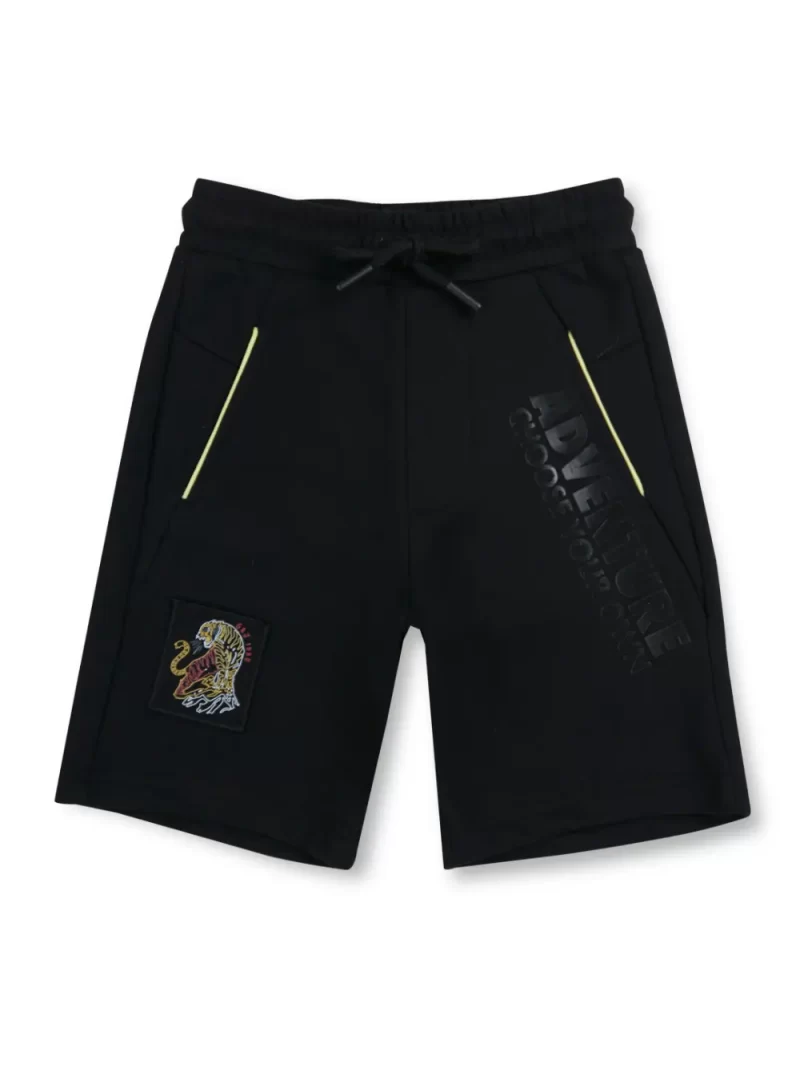 Gini And Jony Boys Black Graphic Print Cotton Bermuda Elasticated