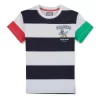 Gini & Jony Boys White Cotton Striped Crew Neck Half Sleeve T-Shirt