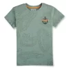 Gini And Jony Boys Green Topographic Print Cotton T-Shirt Half Sleeves
