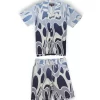 Gini And Jony Boys Blue Abstract Print Cotton Co-Ordinate Half Sleeves