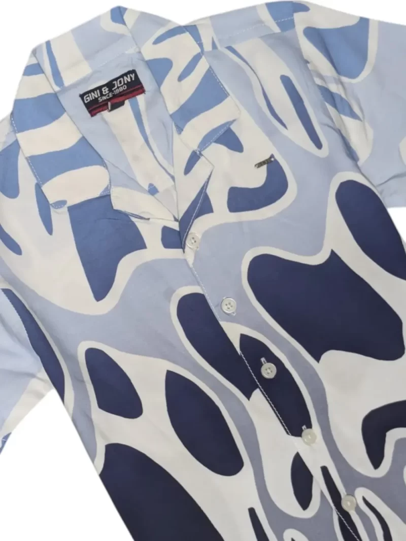Gini And Jony Boys Blue Abstract Print Cotton Co-Ordinate Half Sleeves